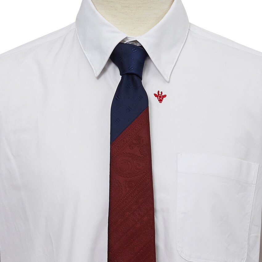スラント小紋ペイズリークレリックタイ NAVY×WINE