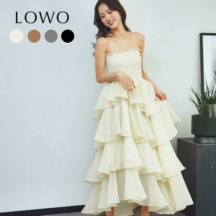 【10%OFF】ワンピース きれいめ レディース ロング ロングワンピース ノースリーブ 袖なし カジュアル 20代 30代 40代 50代 大きめ ゆったり 体型カバー フレア 無地 チューブトップ ベアトップワンピース 着痩せ 大きいサイズ おしゃれ かわいい 大人 ティアード フリル|パーティードレス通販 GIRL