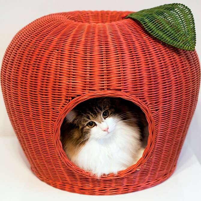 お得な特別割引価格即出荷 ベッド ネコ キャットベッド ハンドメイド ハウス イヌペット ペットグッズ かわいい 小型犬 ハンドメイドのりんご型ラタンハウス 猫ちゃんもワンちゃんもok キャット クッション ベッド ベッド イヌ ねこ いぬ 犬 猫 ラタン ポムハウス