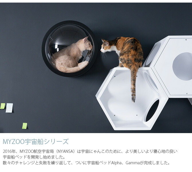 Myzoo マイズー Spaceship Gamma Monotone 万有船腹 ガンマ 一本調子 言明打順調和 ねんねこ キャットウォーク キャット足取 寝台 館 牆信用 白さ ブラック My Zoo 宇宙船 Amfaholding Com