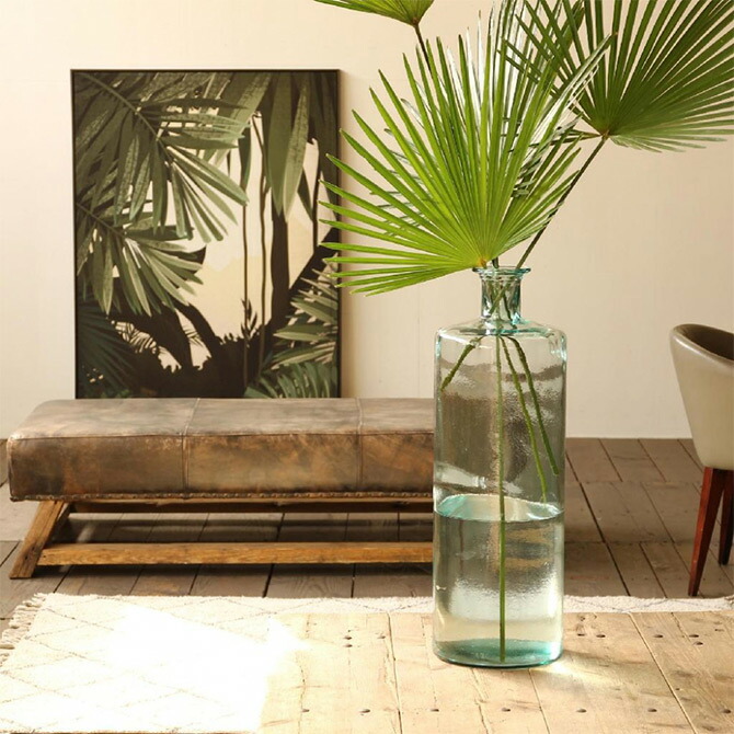 Valencia リサイクルガラス フラワーベース Diecisiete Pp02 花瓶 ガラス 筒 大きめ グリーン 花 エントランス インテリア 期間限定