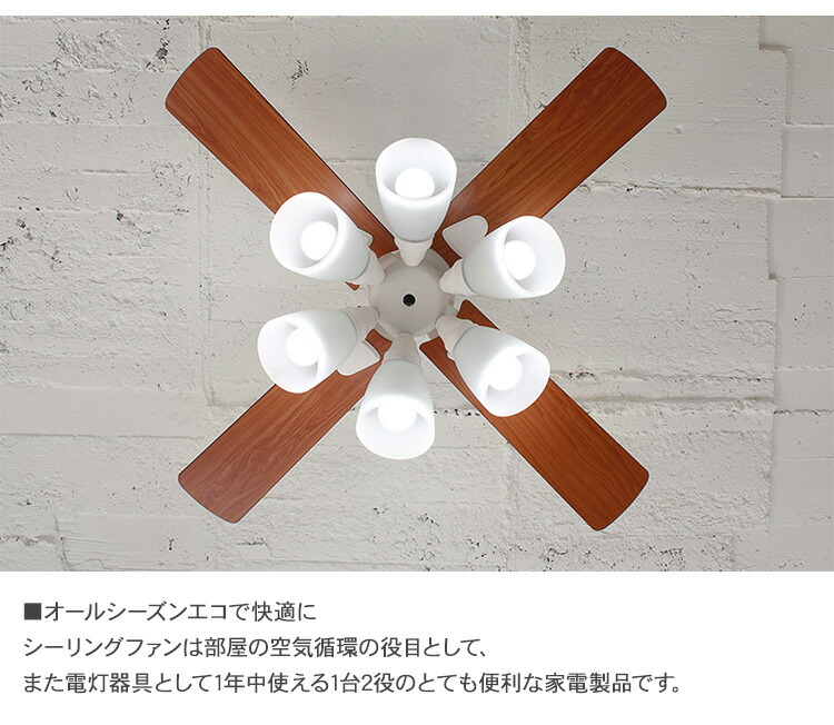 Plus More プラスモア シーリングファン Windouble 6灯 メッセージカード対応 シーリングファンライト 天井照明 おしゃれ 電球 空調機 簡単取付 北欧 調光機能 Sermus Es