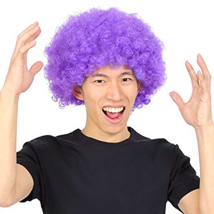 Halloween Costume Play Wig Cutlet Land Afro Purple Men Lady S Afro Hair Permanent Headpiece Disguise Banquet Small Tools Party Event