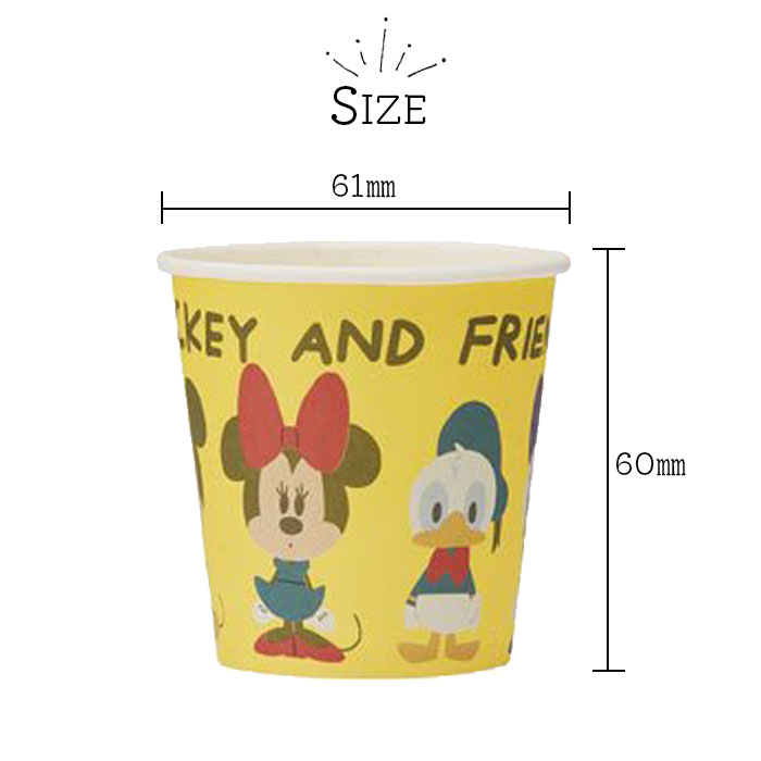 紙コップ 使い捨て カップ 100ml ミッキー 柄アソート ディズニー うがい Pwc2 ミッキーマウス 試飲 キャラクター 18個入 コップ