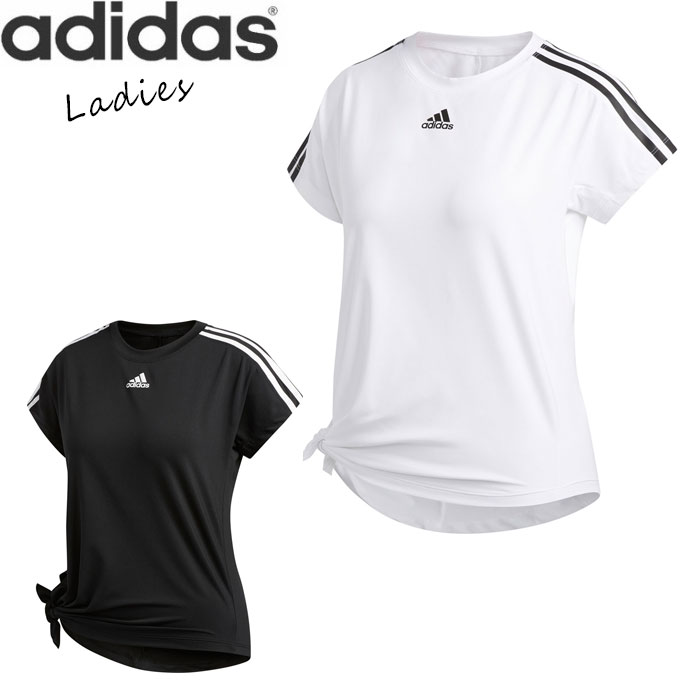 楽天市場 Adidas Tシャツ レディース 半袖 スポーツ トップス W M4t サイド タイ ホワイト ブラック S M L Fwq16 ジム トレーニング ストライプス ウェア おしゃれ ヨガ ランニング ジョギング メール便 送料無料 Zakka Green