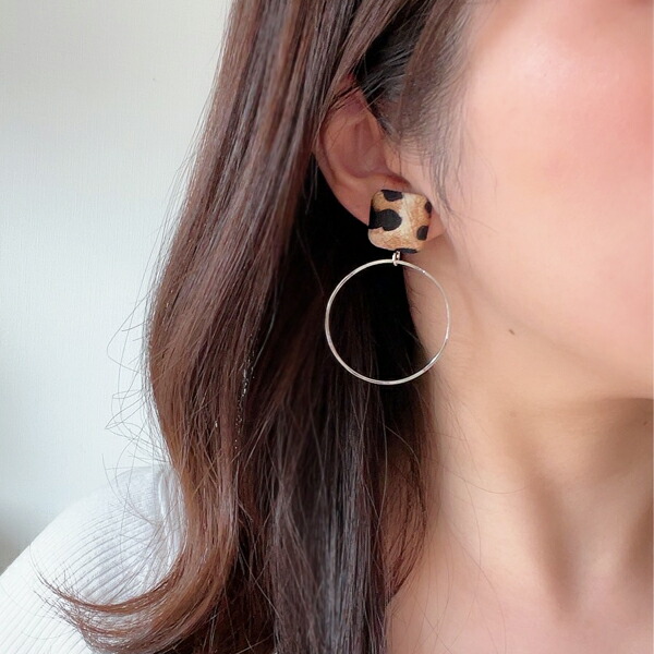 楽天市場】大ぶり フープ ピアス カジュアル ダルメシアン イヤリング
