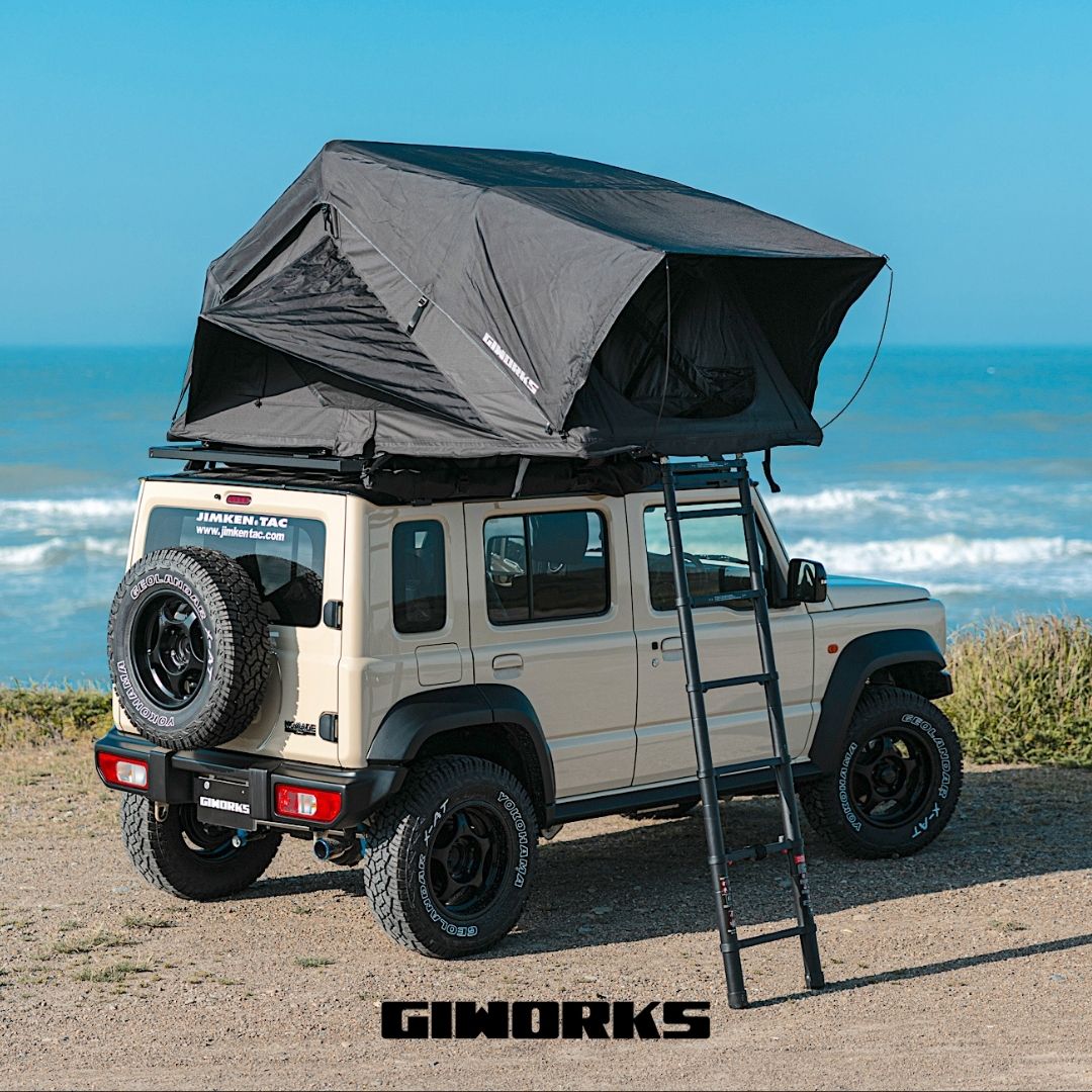 GIWORKS GI-F フォーダブルテント RTT ルーフトップテント 折りたたみ式 飾り気のない組み立て 4季節相応う GI-Fアネックスカーテン属する 低手向かいマットレス LEDともし火 ラダー・固着させる安全性のある縄索 判定基準備え付ける