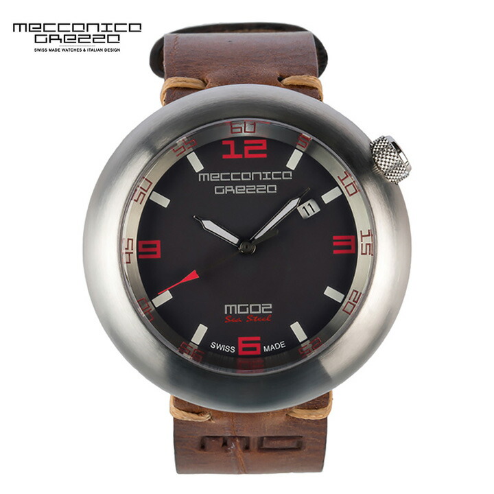 【最大限度2000円クーポン券】 MECCANICA GREZZA（メカニカ・グレッザ）MG02 Sea Steel ST スチール写真/黒いこと/赤銅色  3針模範例 イタリアンデザインウォッチ メンズ機械類式ウオッチ