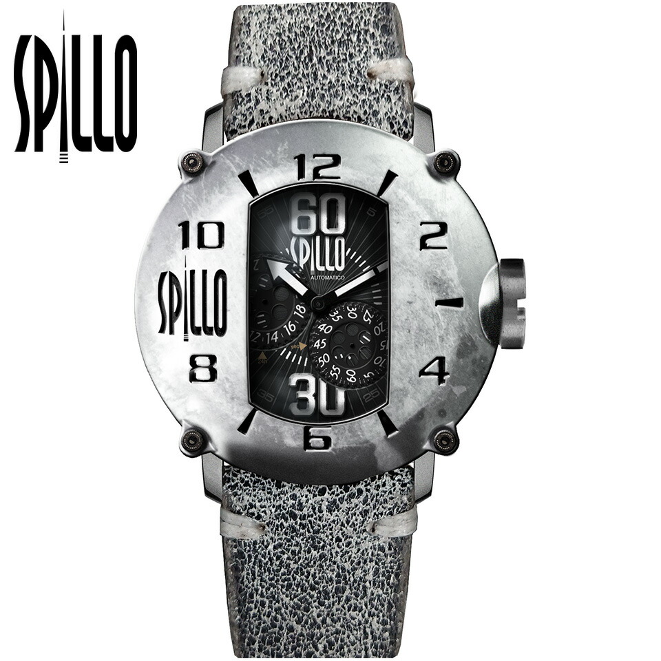 【最大限度2000円引き換え証】 SPILLO（スピーロ）SPEED DEMON SD917KS-06GRAY スチール写真/薄墨色 イタリアンなめし革 メンズ機械類式ウォッチ