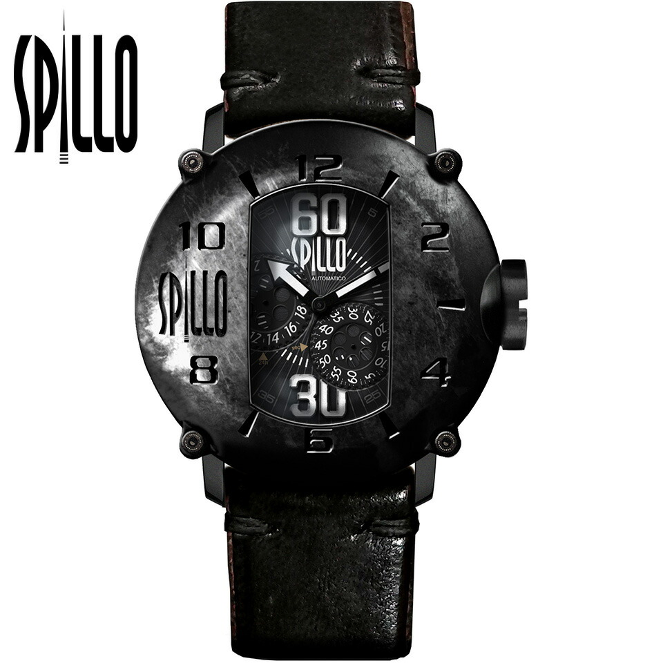SPILLO(スピーロ)SPEED DEMON SD917KK-02BLACK マットブラック/ブラック ホースレザー メンズ機械式腕時計 SPILLO(スピーロ)SPEED DEMON SD917KK-02BLACK マットブラック/ブラック ホースレザー メンズ機械式腕時計