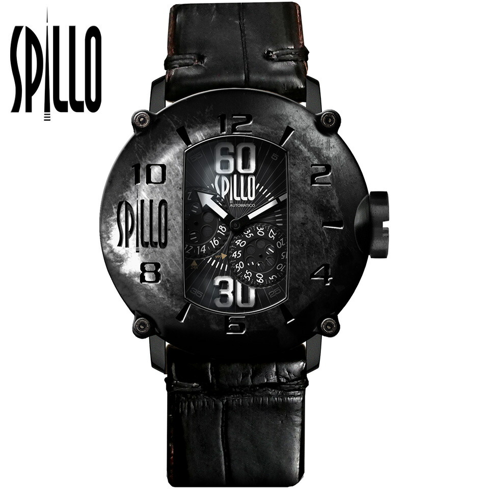【最大限度2000円引き換え証】 SPILLO（スピーロ）SPEED DEMON SD917KK-18BLACK 引っ敷き黒いこと/黒いこと アリゲーターレザー メンズ機械類式ウォッチ