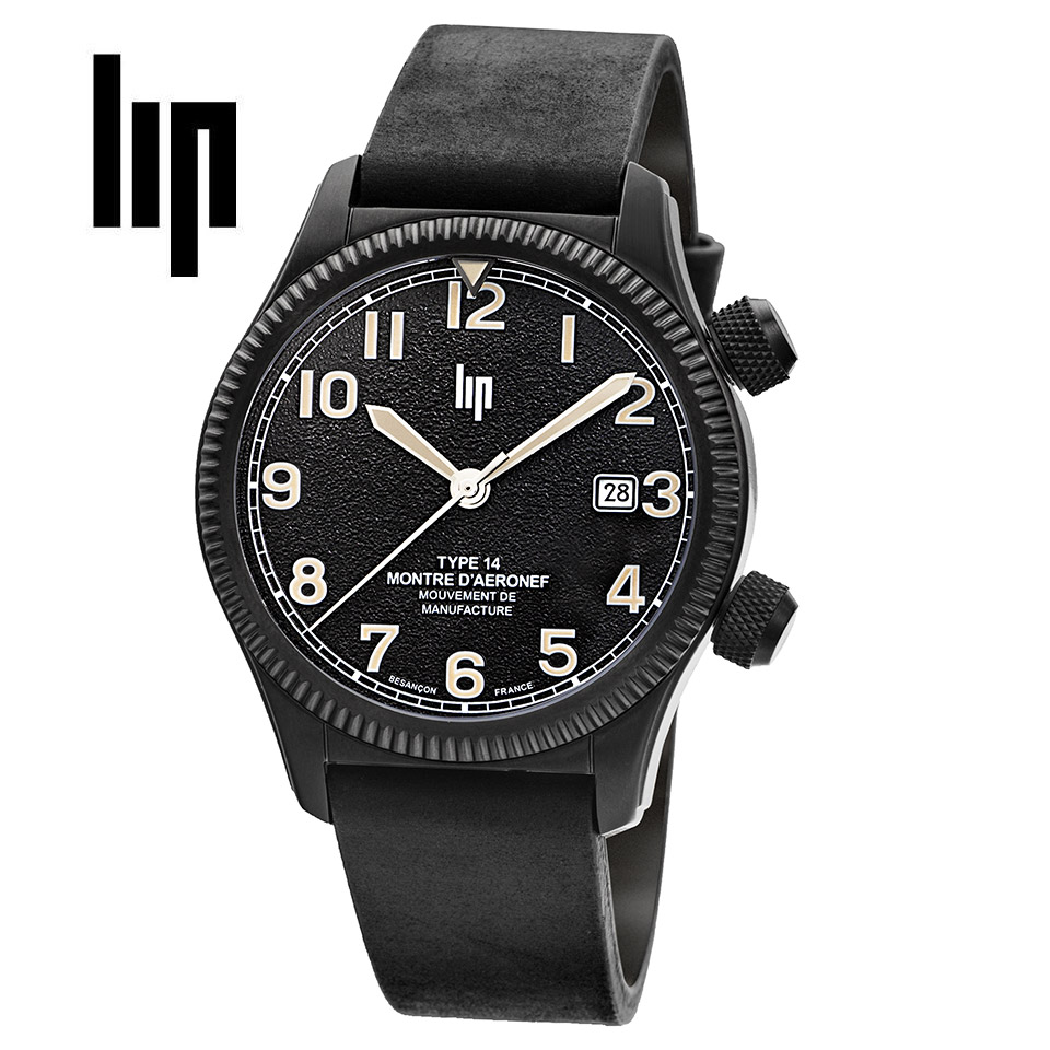【最大2000円クーポン】 LIP MANUFACTURE TYPE14 リップ タイプ14 ブラック/ブラック 676031 メンズ腕時計 パイロットウォッチ R26 フランス製自動巻きムーブメント｜GLOBAL BRANDING