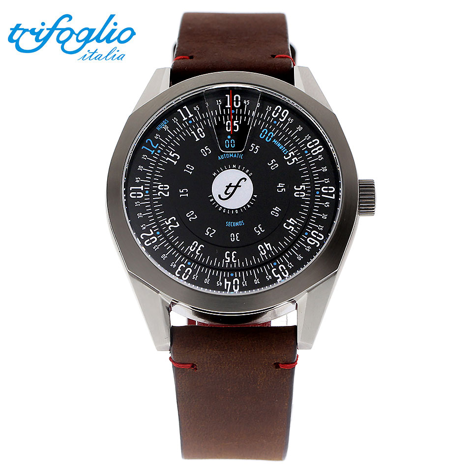スーパーsale セール期間限定 トリフォグリオ ミリメトロ Iv Mliv421ssbk 回転ディスク 黒文字盤 メンズ腕時計 自動巻き 第4世代 Trifoglio Italia Millimetro イタリア時計 ブラウン ヌバックレザーベルト Bauaufmich De