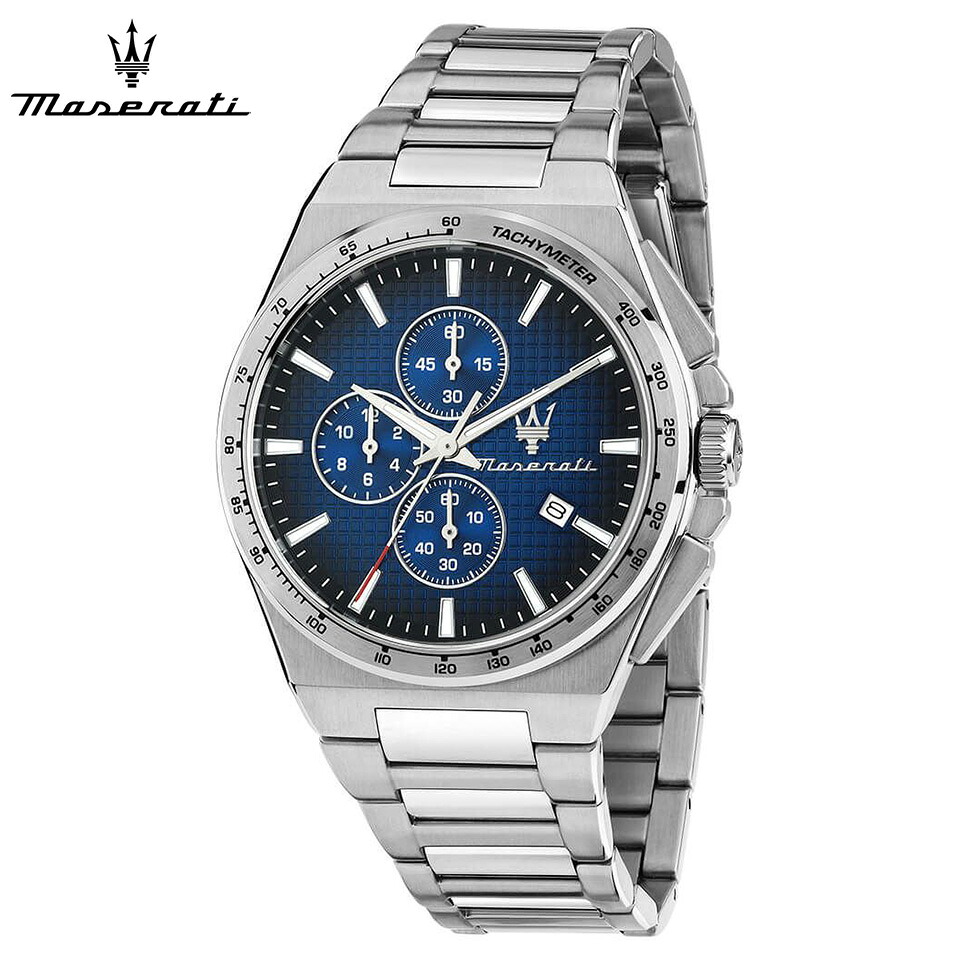 メンズ腕時計 マセラティ ウォッチ ベロチタ スリム 41mm クロノ ブルー/シルバー SSブレスレット Maserati Watches VELOCITA R8873653003