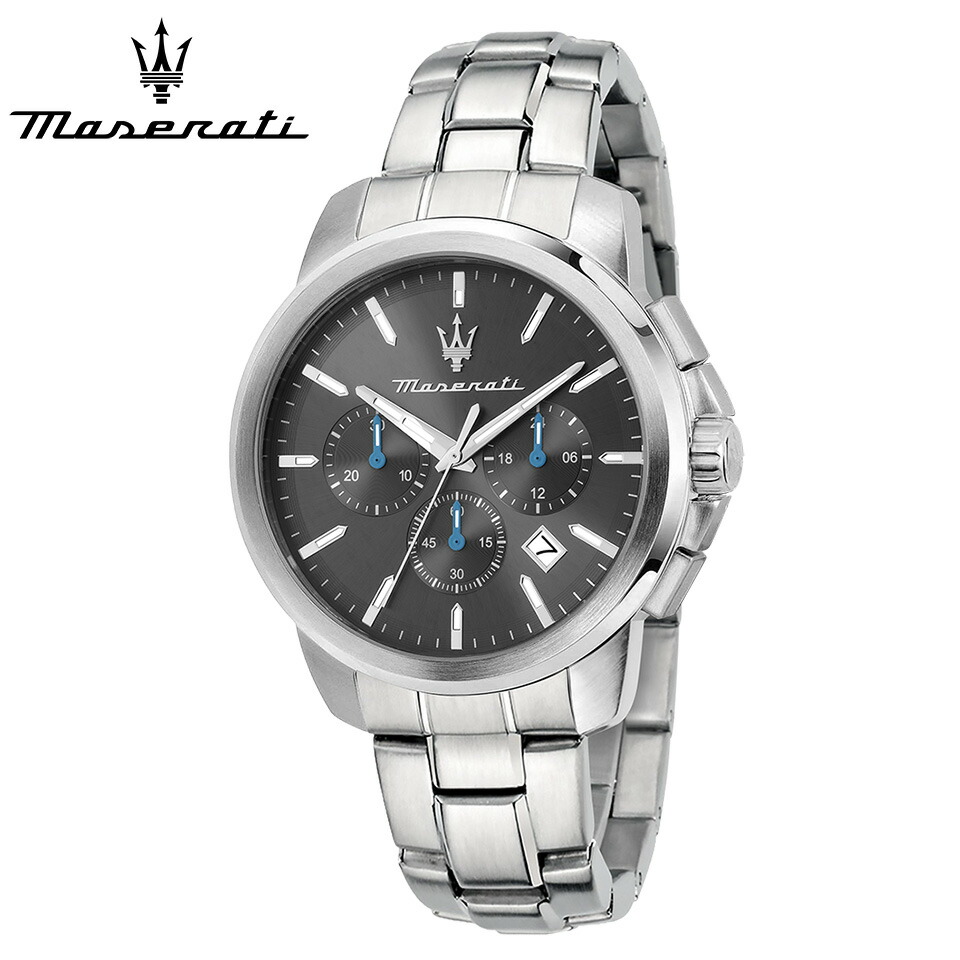 マセラティ ウォッチ スクセッソ メンズ腕時計 ガンメタル/シルバー クロノグラフ 42mm SSケース SSブレスレット Maserati Watches SUCCESSO R8873621049｜GLOBAL BRANDING