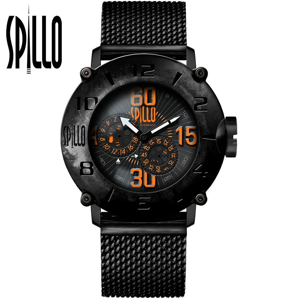 【最大2000円クーポン】 SPILLO(スピーロ)OUTLAW OL1000V6K-MK ブラック オレンジインデックス 自動巻き イタリア時計|GLOBAL BRANDING