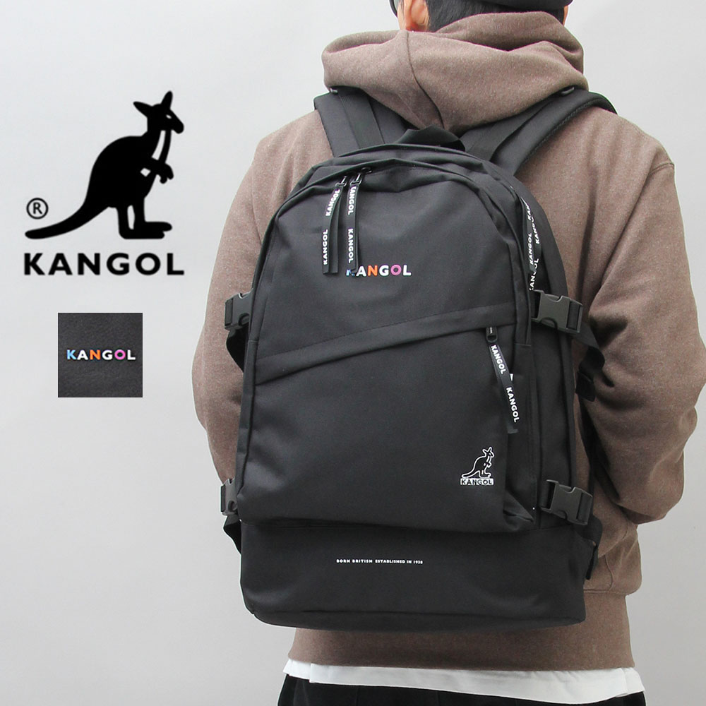 人気商品 Kangol カンゴール バックパック バッグ リュックサック リュック バッグ 鞄 大容量 メンズ レディース レジャー アウトドア 旅行 大人 通学 通勤 黒 ブラック 大人 かわいい 女子 男子 使いやすい 自転車 カジュアル カラフル ロゴ オソロ A M S