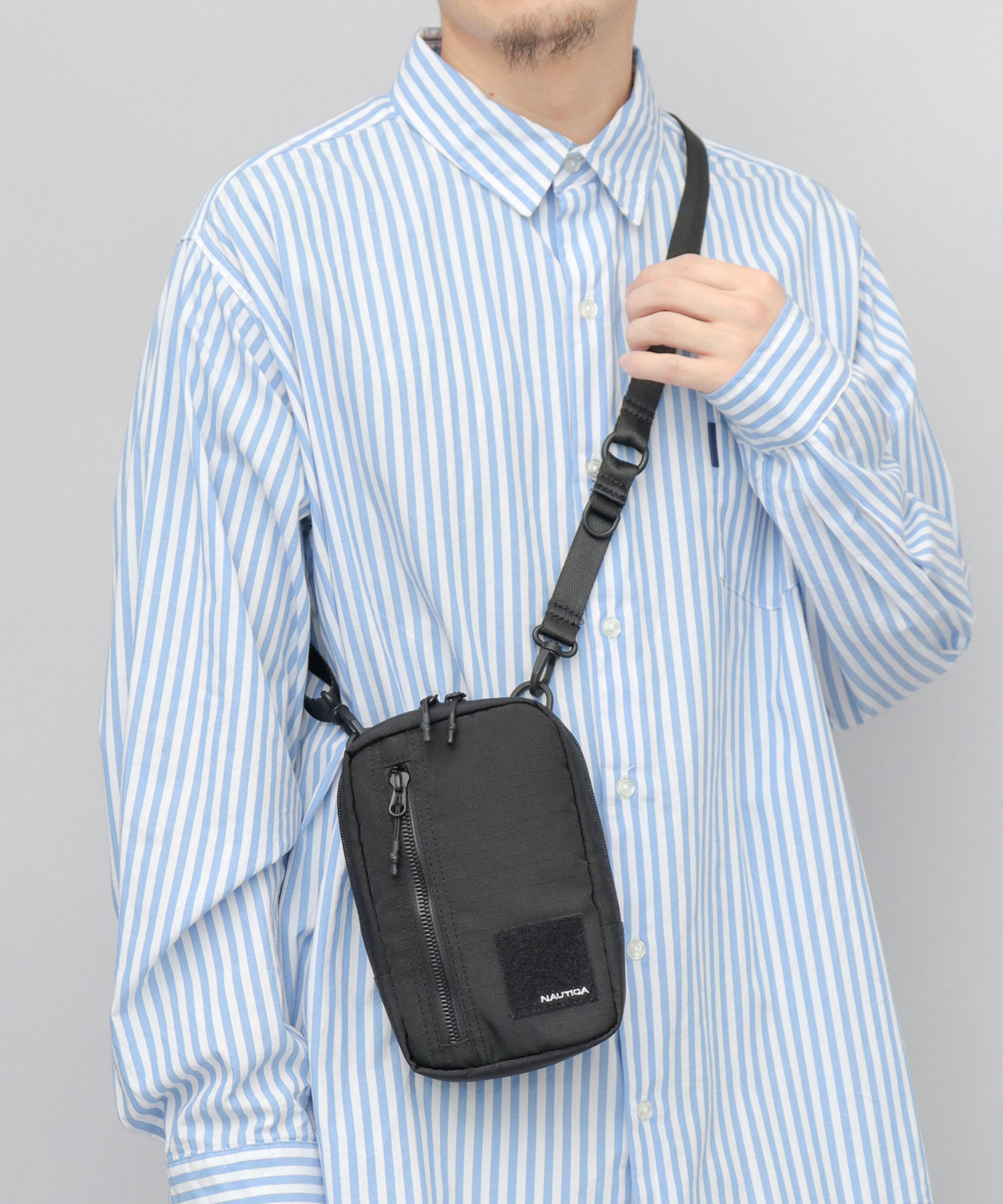 NAUTICA ノーティカ ミニショルダーバッグ メンズ レディース 縦型 ショルダーバッグ ミニバッグ コンパクトバッグ ミリタリー リップストップ風 軽量 スマホ 携帯 多ポケット 4ポケット 多収納 取り外し可 ミニポーチ 斜めがけ 通勤 通学 旅行 アウトドア