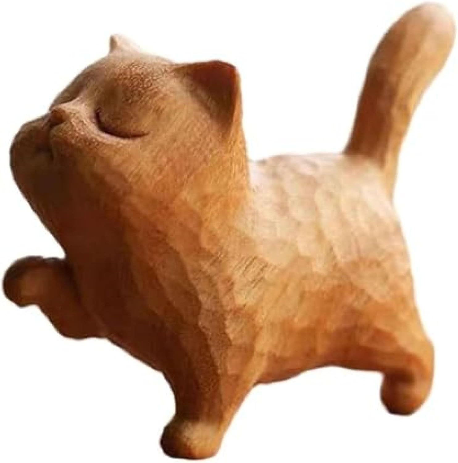 木製猫像猫アート彫刻お土産ギフトリアルな子猫装飾猫フィギュア猫の装飾デスクリビングルーム用｜グラムガジェットガール