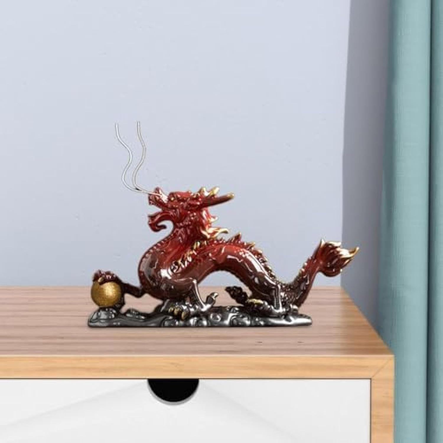 セラミック中国のドラゴン像、ドラゴンの置物、テーブルセンターピース中国のドラゴンの彫刻、オフィス本棚寝室デスク用 緑