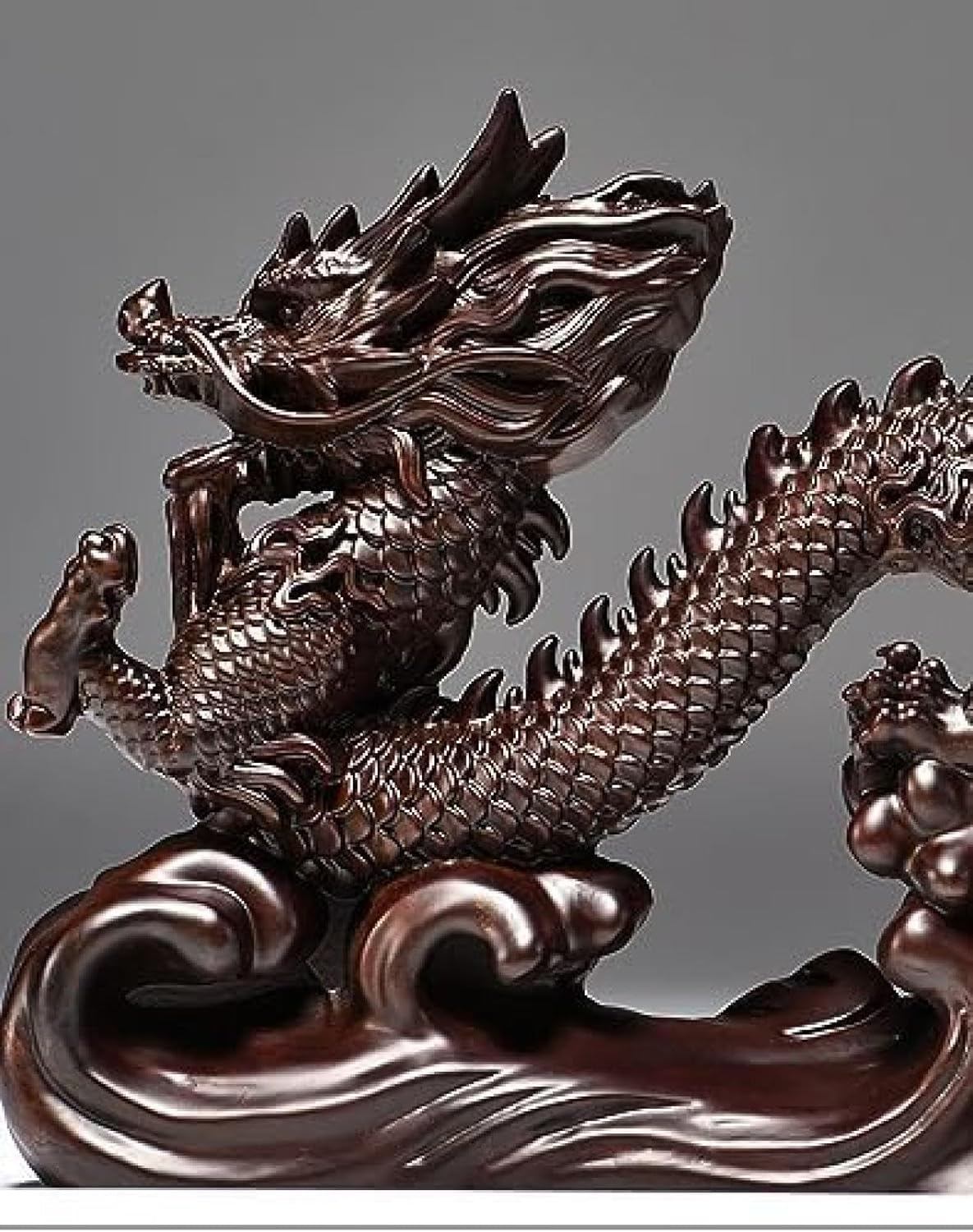 風水 龍の置物 龍 卓上 インテリア 木製彫刻 開運 縁起 金運 風水グッズ 竜 木彫り置物｜グラムガジェットガール