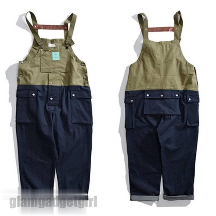 オーバーオール メンズ サロペット デニム ジーンズ 配色 ワークパンツ オールインワン つなぎ 作業服 長ズボン アメカジ 作業着 父の日 ギフト プレゼント ギフト 新生活