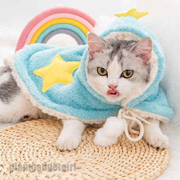 ペットマント 毛布 着用簡単 ペット服 猫 犬 可愛い 袖なし 調節可能 防寒対策 フード付き 星 もこもこ ドッグウェア パジャマ 犬用 猫用 いぬ ねこ ペット おしゃれ ペット雑貨 安全素材で作り ブルー グレー プレゼント 新生活