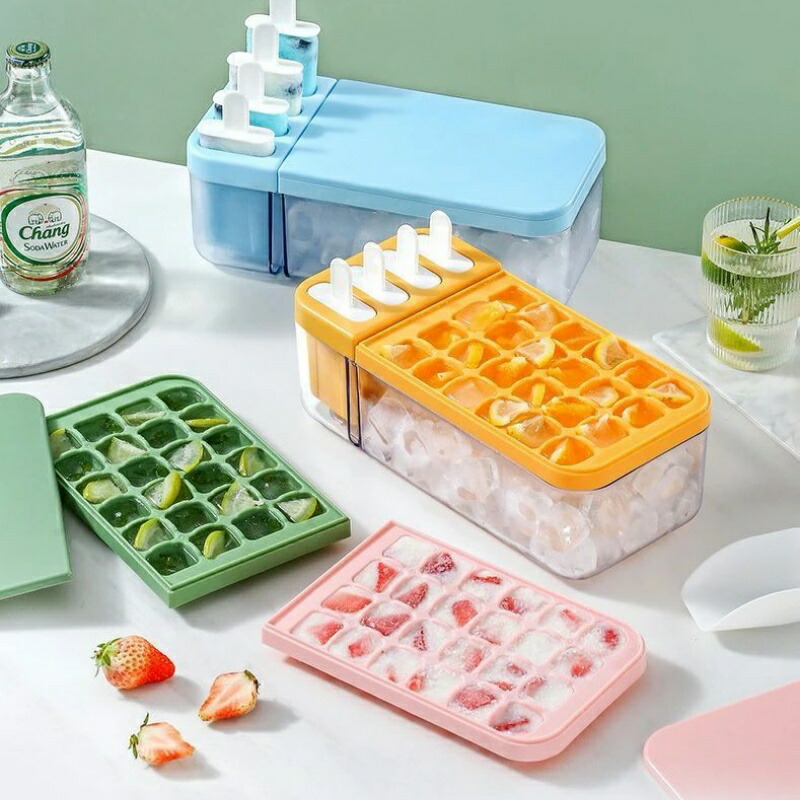 楽天市場】ふた付きアイス キューブ トレイ - 冷凍庫用簡単リリース