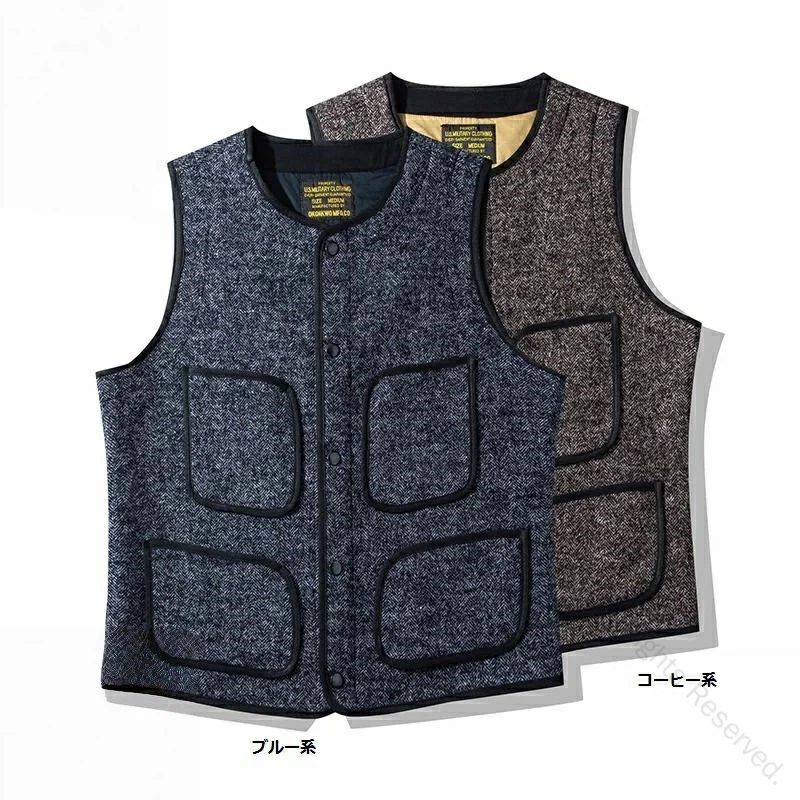 秋冬用 19世紀スタイル アメカジ アンティークヴィンテージ復刻品 品のある上質な生地感 ウールベスト S～XXLサイズ展開 メンズカジュアルファッション向け