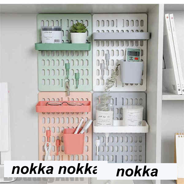 新生活 有孔ボード 粘着式 ボード 8点セット DIY 壁面収納 整理 便利 ペグボード ウォールボード シンプル おしゃれ カジュアル スタイリッシュ 4色 収納 小物収納 デスク オフィス リビングルーム ベッドルーム キチン バスルーム
