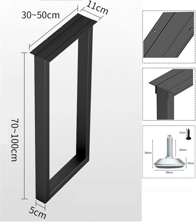 テーブル 脚 パーツ DIY テーブル脚 2本セット高さ70cm アイアン脚 黒 ブラック 鉄脚 スチール脚 取り替え脚自作 リメイク かんたん ダイニングテーブル デスク ワークデスク テーブル用 アジャスター付き