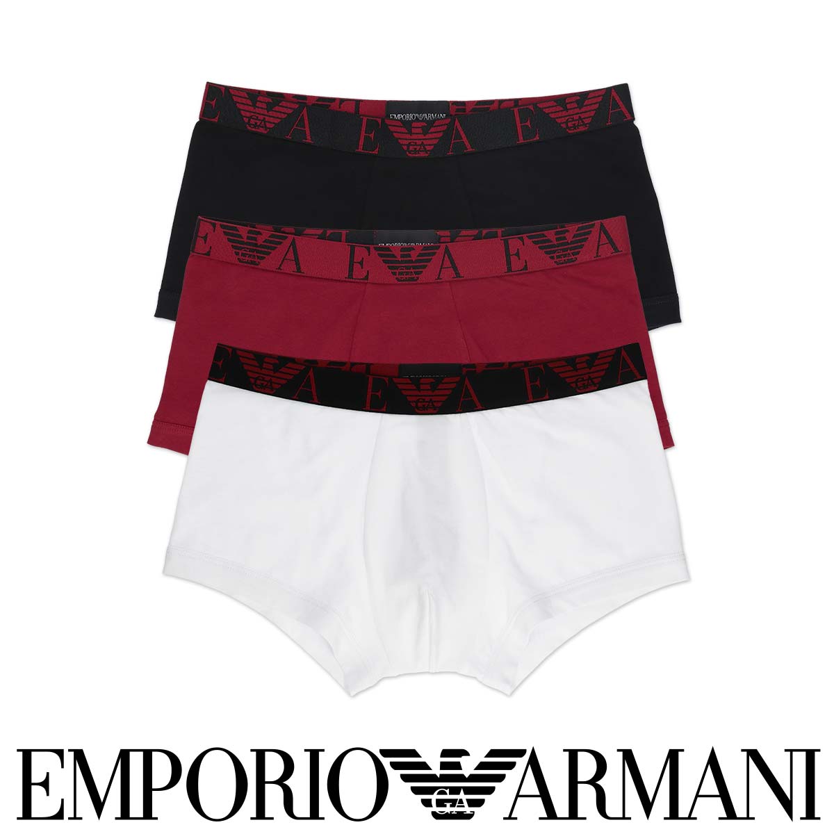 セール！30％OFF 【3枚セット】EMPORIO ARMANI エンポリオ アルマーニ ストレッチコットン ボクサーパンツ 前閉じ EUサイズ  ボクサーパンツ ボクサー ローライズ 下着 男性 メンズ 紳士 男性下着 メンズ下着 アンダーウェア プレゼント ギフト 正規ライセンス商品