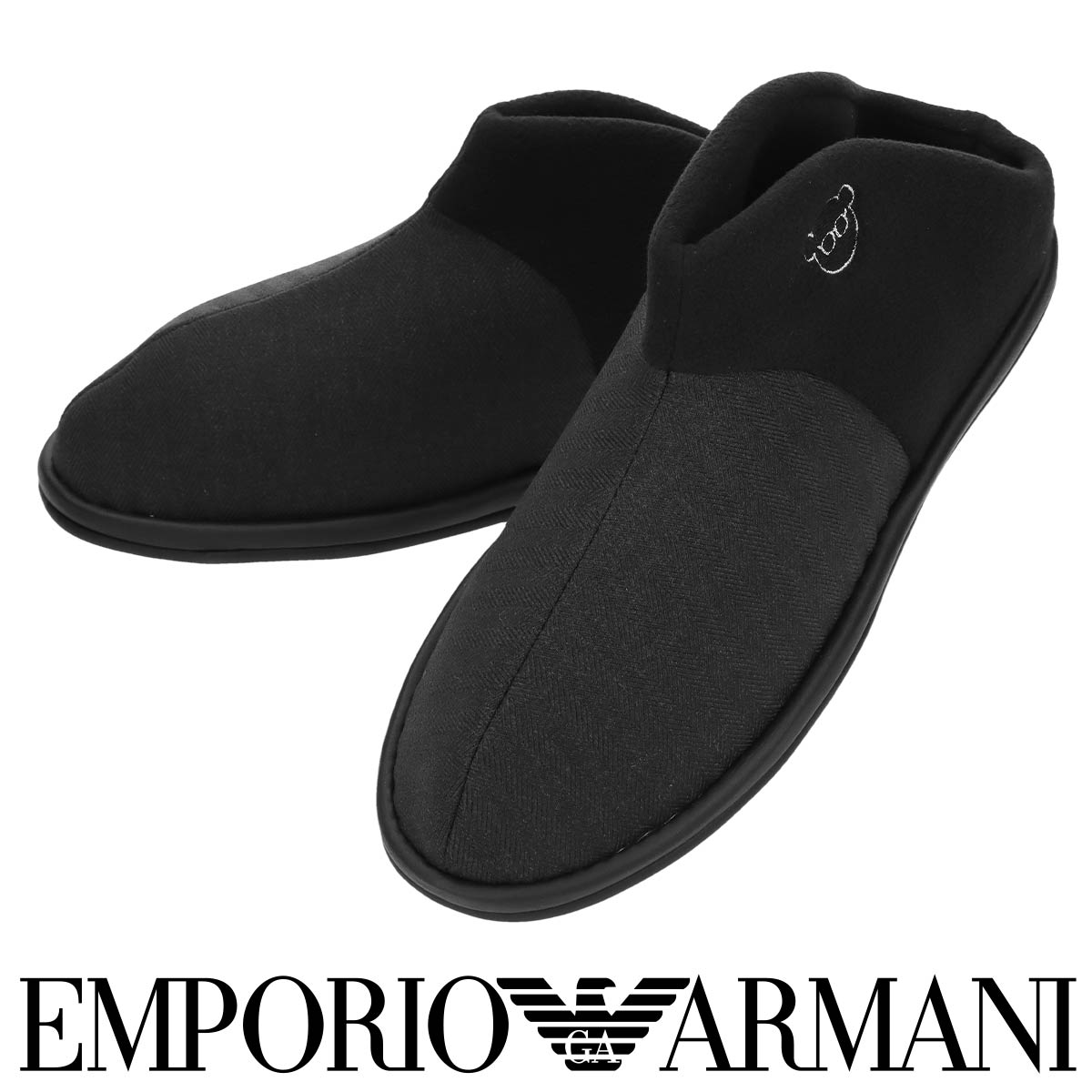 EMPORIO ARMANI エンポリオ アルマーニ 日本製 ナポレオンベアヘッド刺繍 ルームシューズ 部屋履き メンズ スリッパ ウォッシャブル仕様 プレゼント 無料ラッピング ギフト 02345879 公式ショップ 正規ライセンス商品