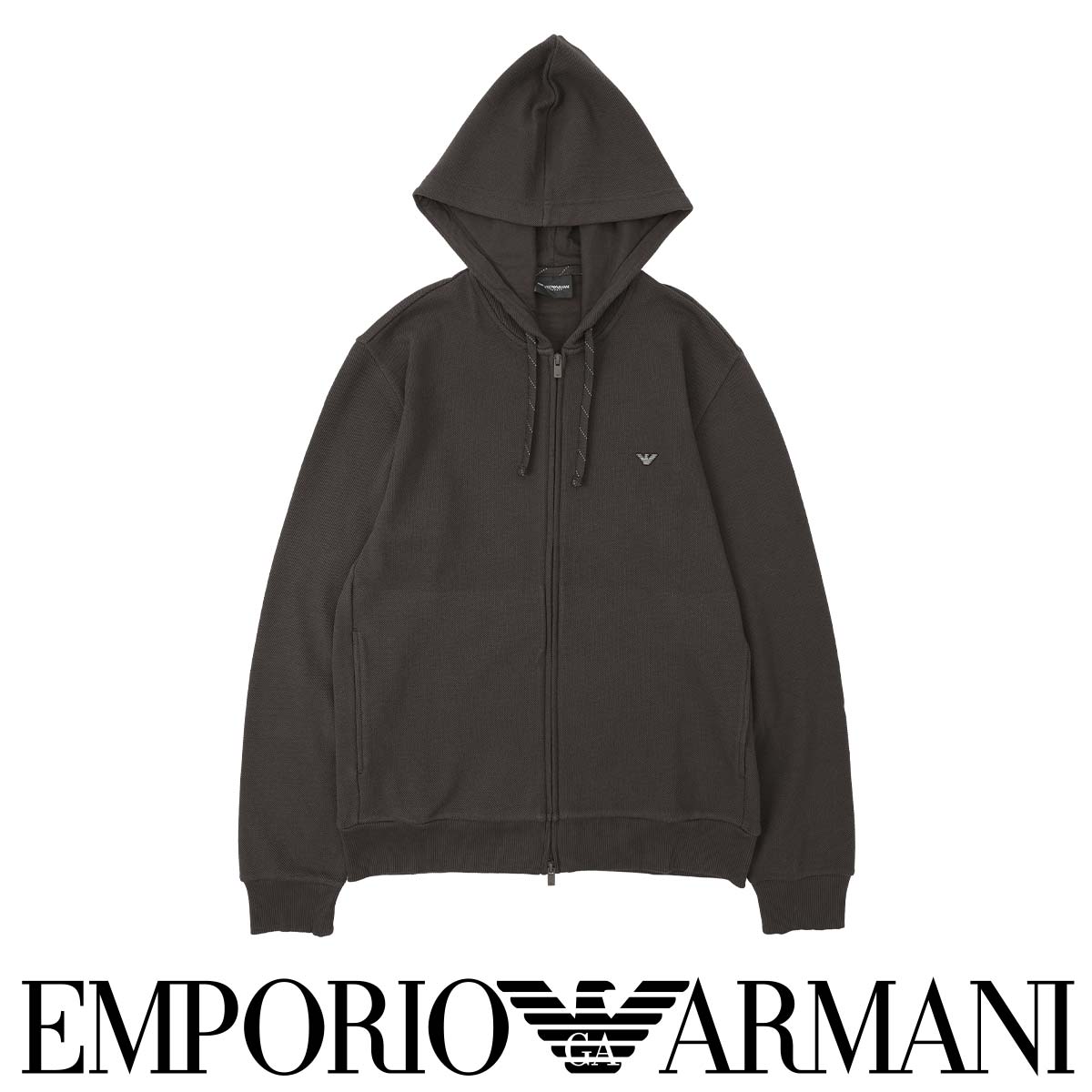 EMPORIO ARMANI エン急性灰白髄炎 アルマーニ ICONIC PIQUET HOODED FULL ZIP 冷コーニック ピケ ジップアップ フーディー 汗水 パーカー トップス EU大いさ メンズ 成人男性 差し上げ物 無料ラッピング 差し上げ物 54059824