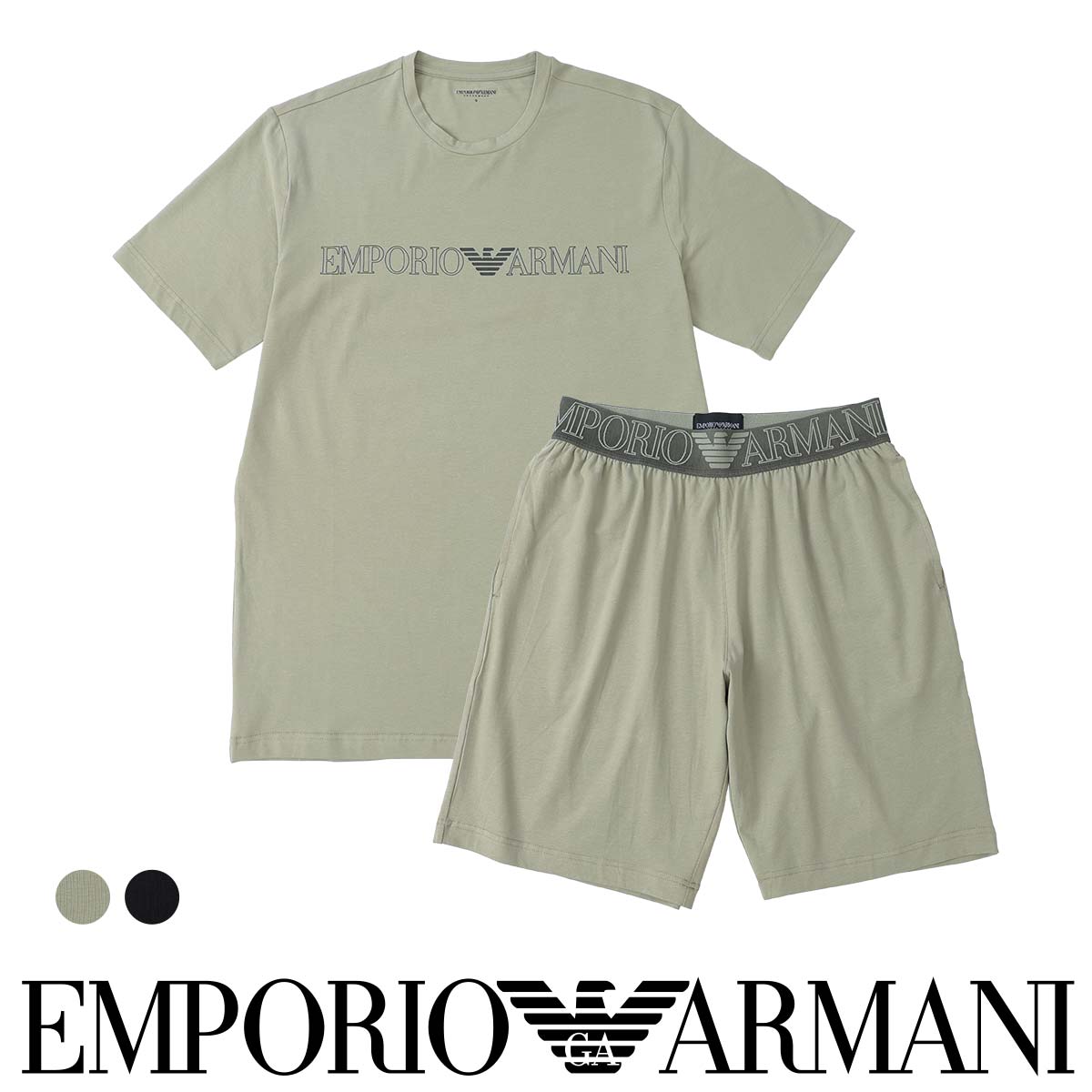 EMPORIO ARMANI エンポリオ アルマーニ 【S・M・Lサイズ】 上下セット MEGALOGO メガロゴ バミューダパンツパジャマ EUサイズ 半袖 ショートパンツ 部屋着 ルームウェア ブランド メンズ 男性 プレゼント ギフト 無料ラッピング 54068900 13,090円