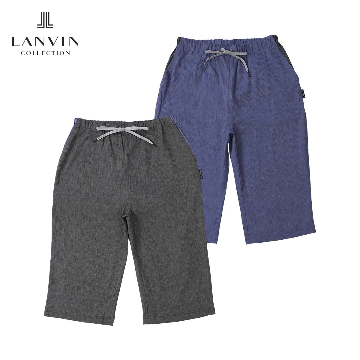 【ボトムスのみ】LANVIN COLLECTION ランバン 寄せあわせ シャンブレーヤナギの木 二分の一ズボン下 【M L大いさ】 スウェットパンツ 半ズボン 待ち合い室御召しもの メンズ 成人男性 成人男性 御部屋着 差し上げ物 差し上げ物 54466013
