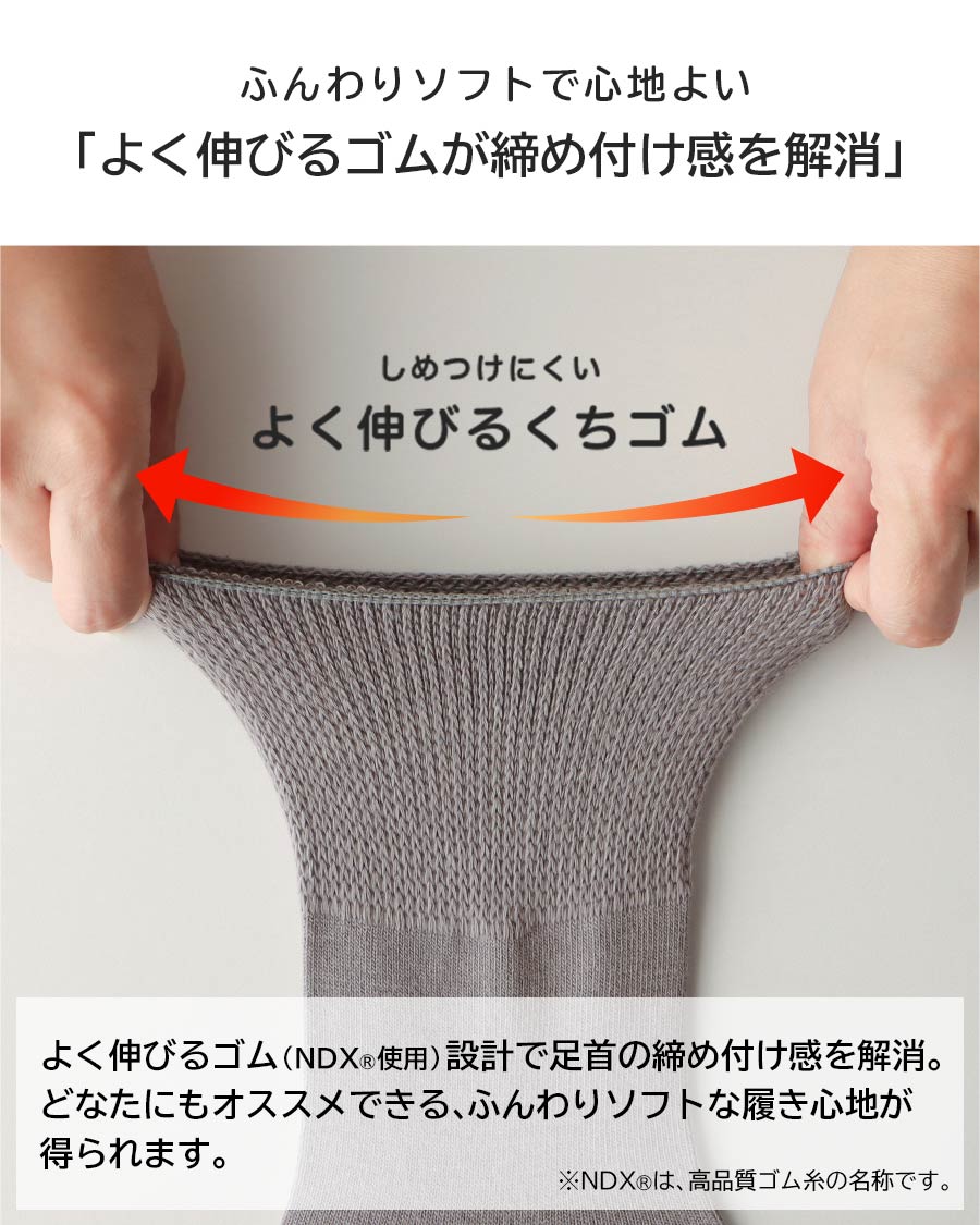 ナイガイみんなのくつしたユニバーサルデザインソックスオーガニックコットン混日本製「ふんわりガーゼタイプ」クルー丈90300001母の日プレゼントギフト