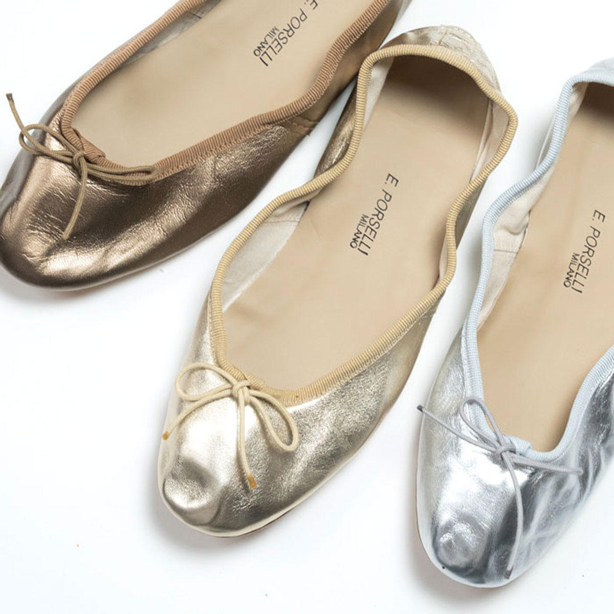 新品 ポルセリ38 グレージュ マスティック Porselli（ポルセリ）バレエシューズ