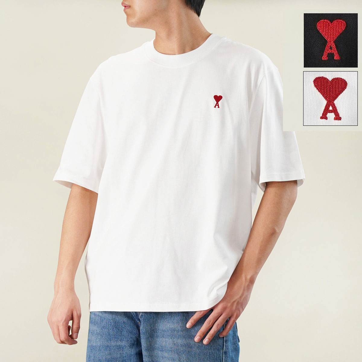 ☆人気【AMI PARIS】半袖 Tシャツ ☆男女兼用 AMI PARIS アミパリス コットン ハートロゴ刺繍 Tシャツ男女共用