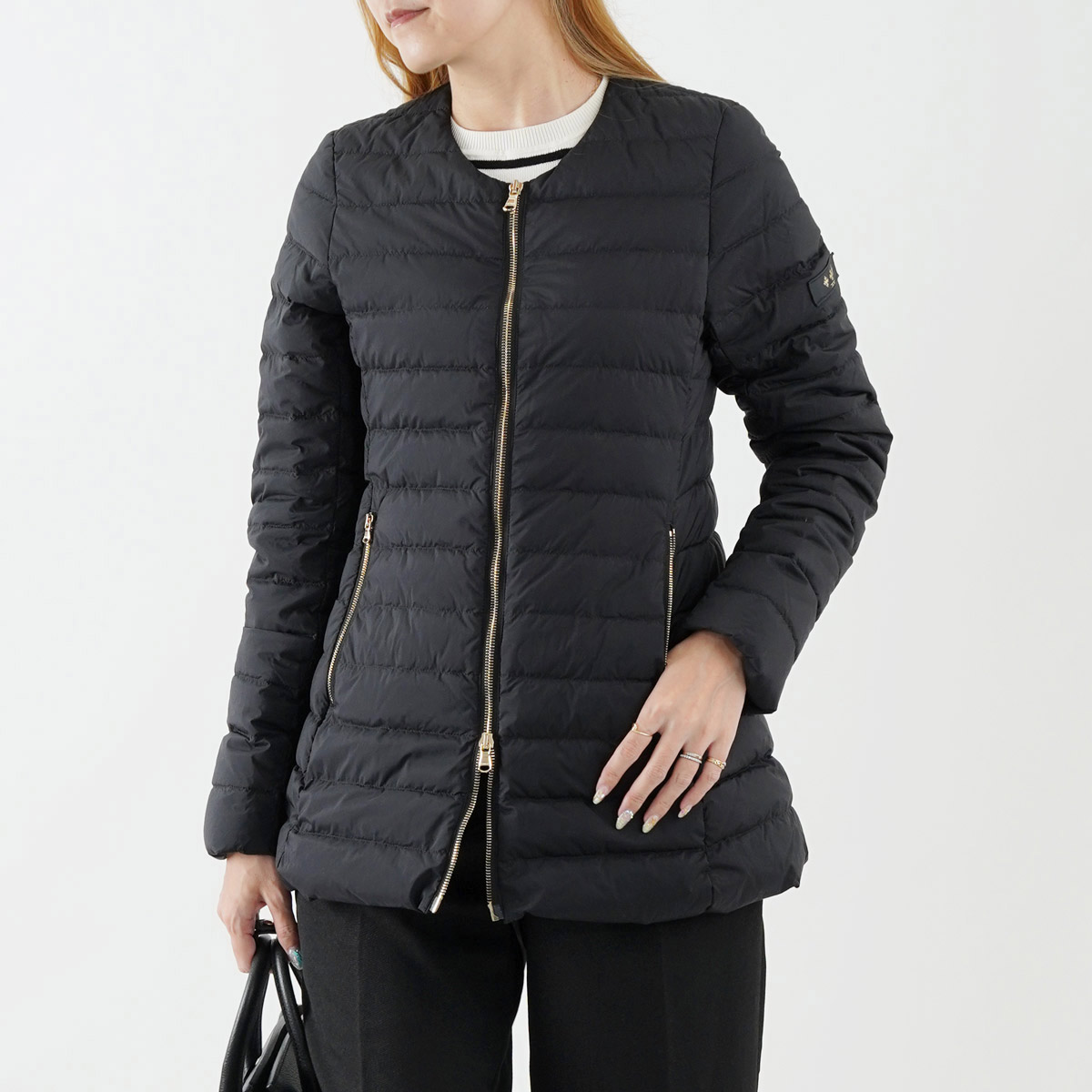 美品♡ 自由区 ノーカラー ライトダウンジャケット 大きいサイズ46 黒 洗える】ライトダウン ジャケット / 自由区 | ファッション通販