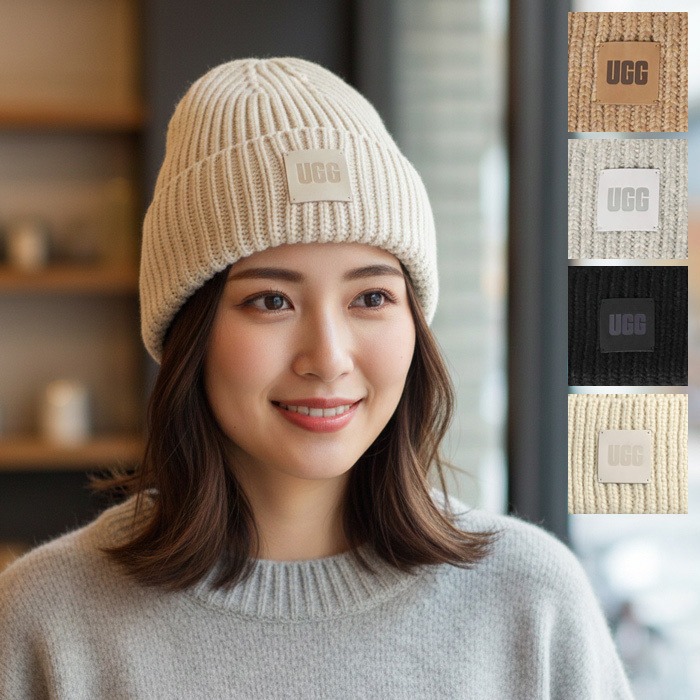 完売カラー★新品 UGG アグ ニット帽 ロゴビーニー 人気！UGG 3D Logo Beanie ロゴ ビーニー ニット帽 (UGG/ニット