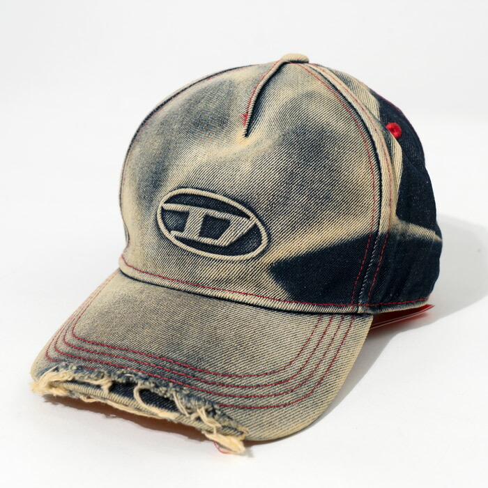 DIESEL denim cap C-Seymon デニムキャップ　ディーゼル 人気☆DIESEL☆C-SEYMON TREATED DENIM BASEBALL CAP BLUE WHITE