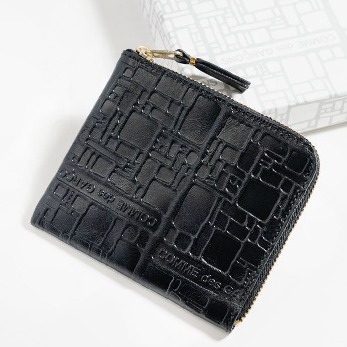 【春のクーポンSALE★最大2万円OFF】COMME des GARCONS コムデギャルソン ミニ財布 コインケース SA3100EL EMBOSSED LOGOTYPE メンズ レディース レザー L字ファスナー ミニ財布 BLACK[po_thir]