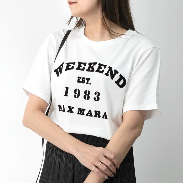 WEEKEND Max Mara ウィークエンド マックスマーラ 半袖Tシャツ TENUE レディース テーヌエ 半袖 カットソー クルーネック コットン ロゴT[po_thir]