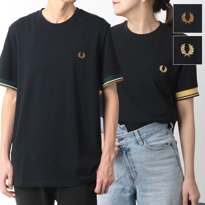 【FLAT PRICE】FRED PERRY フレッドペリー 半袖Tシャツ M2396 Twin Tipped Cuff T-Shirt メンズ 鹿の子 ツインティップ ローレルリース[po_five]｜GLANCEED（グランシード）