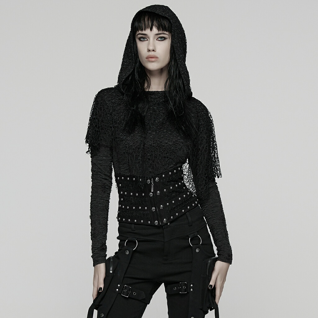 glareshop グレアショップ「S/L/2XL」KX660-lady-B■パンクメタルリベットコルセットウエストバンド ウエストベルト 黒 ブラック レディース | ヴィジュアル系 V系 コスプレ ステージ [PUNK RAVE] Punk Metal Rivet Underbust Corset Waistband