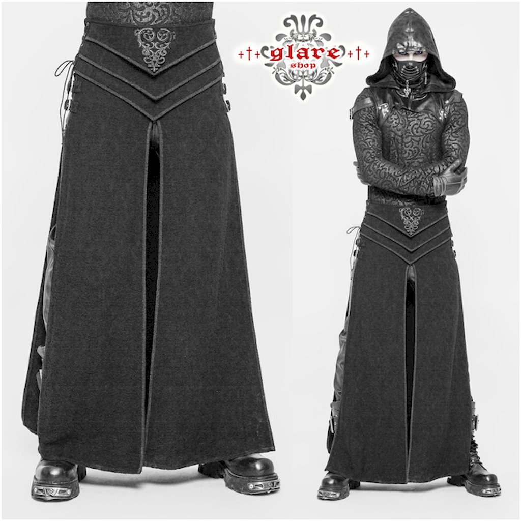glareshop グレアショップ「M.M/M.XL/M.3XL」SX254-B■ゴスロリ ゴシック ヴィンテージジャガード 刺しゅう レイヤードボトムス メンズ 黒 | ゴスロリ ゴシック 視覚性系 V系 流行り物系 コスプレ 高座 お召しもの 服 [PUNK RAVE] Gothic Retro Jacquard Skirt