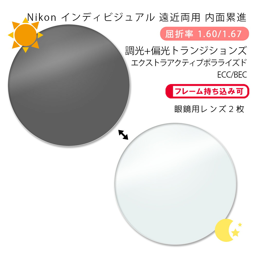 【調光+偏光 遠近両用 メガネレンズ交換】内面累進ニコン ロハス テン ゼット 160/167 アクティブ トランジションズ エクストラアクティブ ポラライズド イージークリーンコート/ビーイーシーNikon LOHAS10 Z AC Transitions XTRACTIVE POLARIZED ECC/BEC|GLASS-M