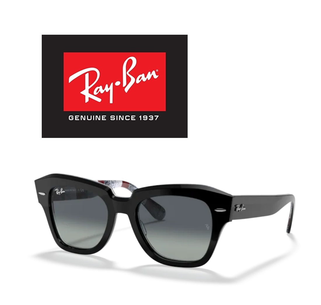レイバン RB2186 1292/B1 ステートストリート サングラス 0925 STATE STREET Sunglasses in Black On Brown and Grey/Blue