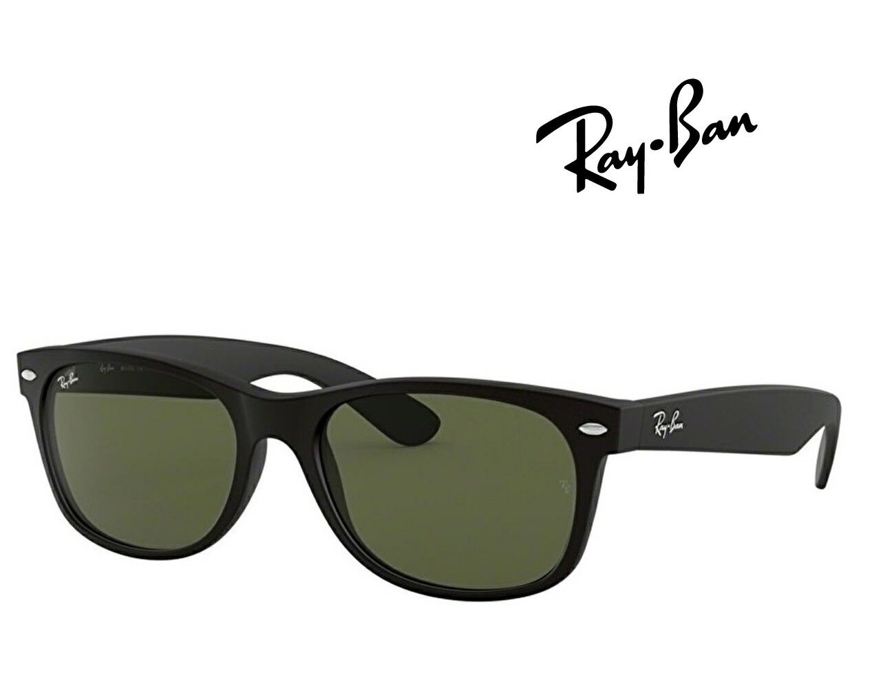 Ray-Ban レイバン れいばん サングラス NEW WAYFARER / ニューウェイファラー RB2132F 622 55サイズ フレームカラー ブラック ラバー　レンズカラー グリーンクラシックG-15 「国内正規商品」「保証付き」 [ミニドライバー] ＋ [ドライタイプメガネ拭き付属]｜GLASS SHOP DREAM